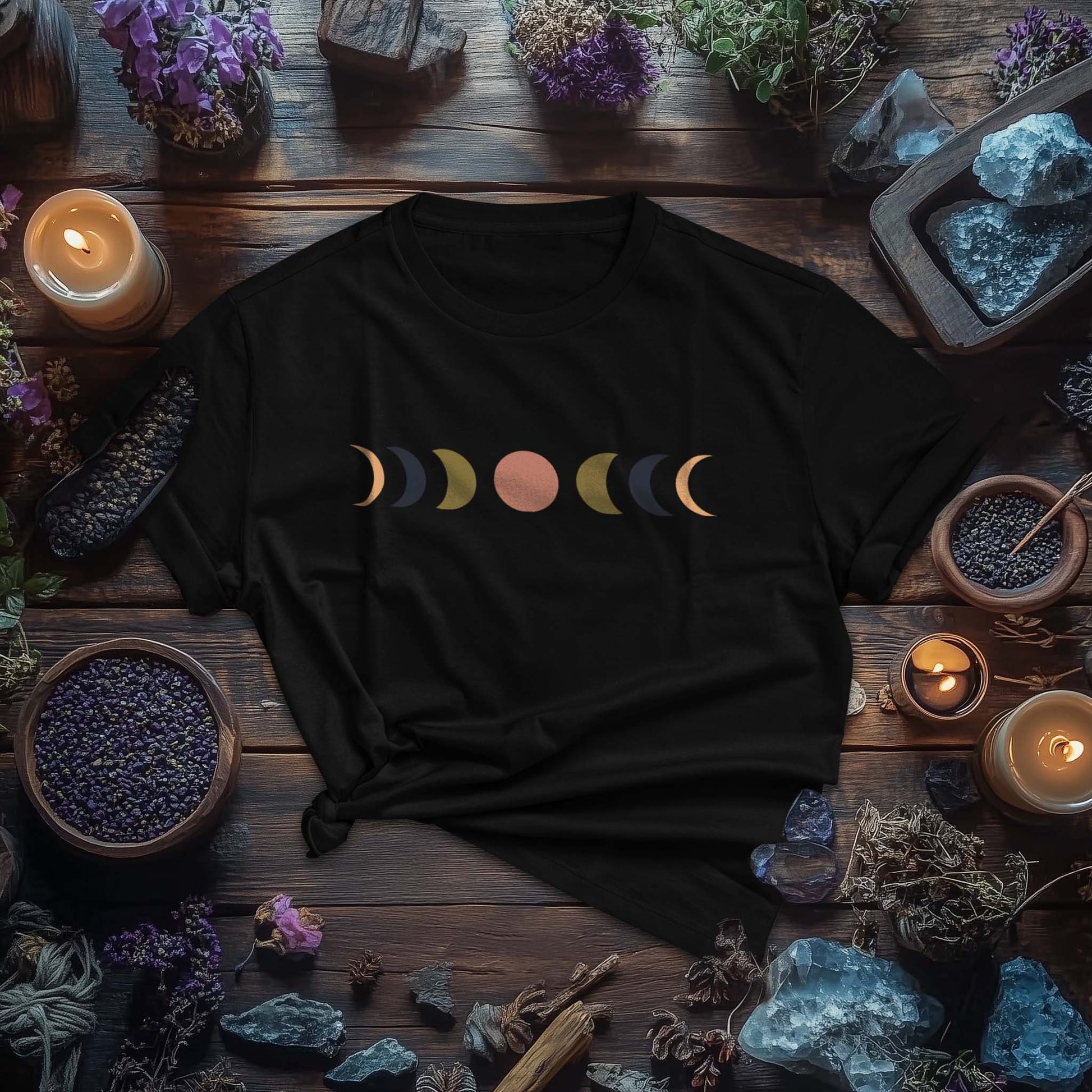 Minimalist Lunar Phases Boho T-Shirt