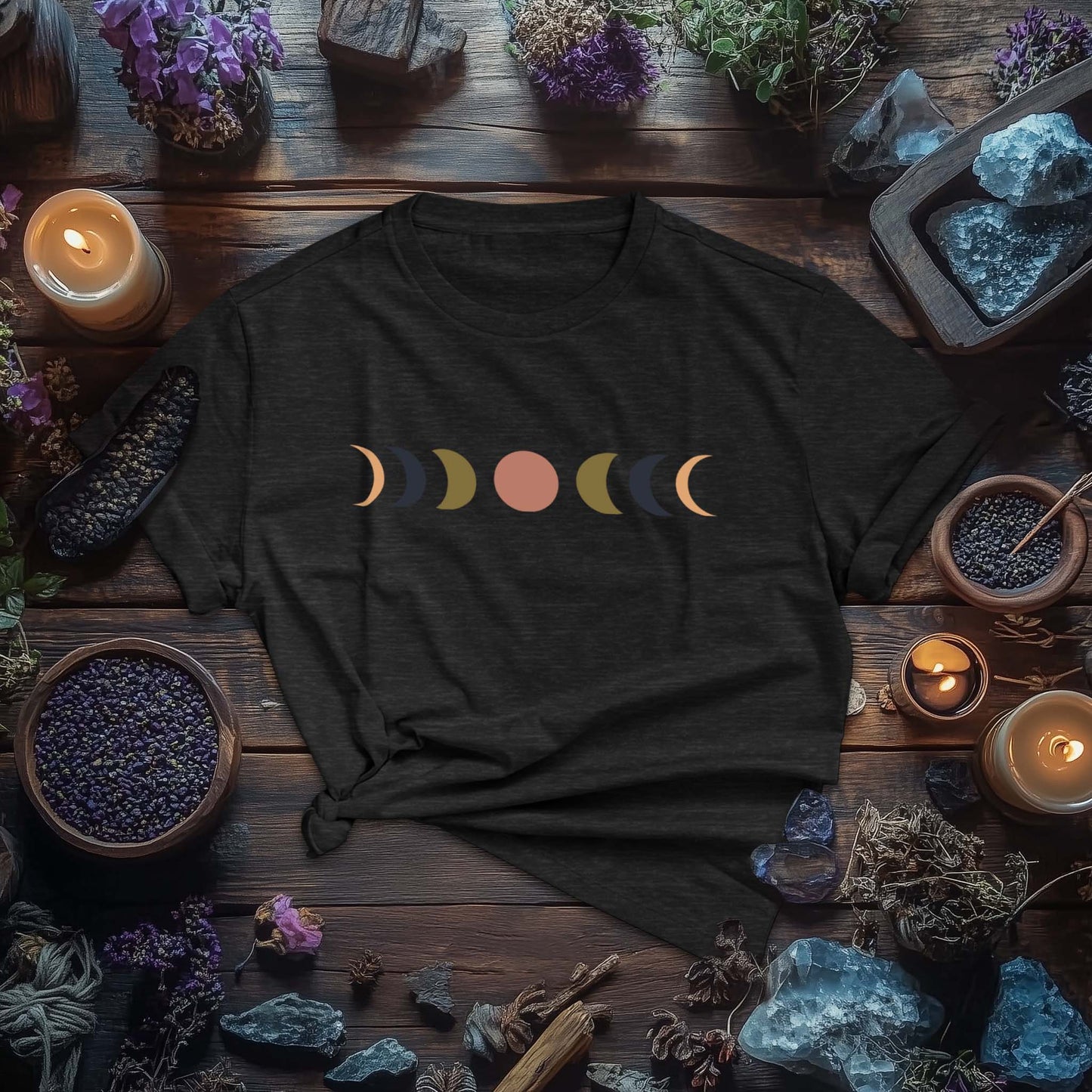 Minimalist Lunar Phases Boho T-Shirt