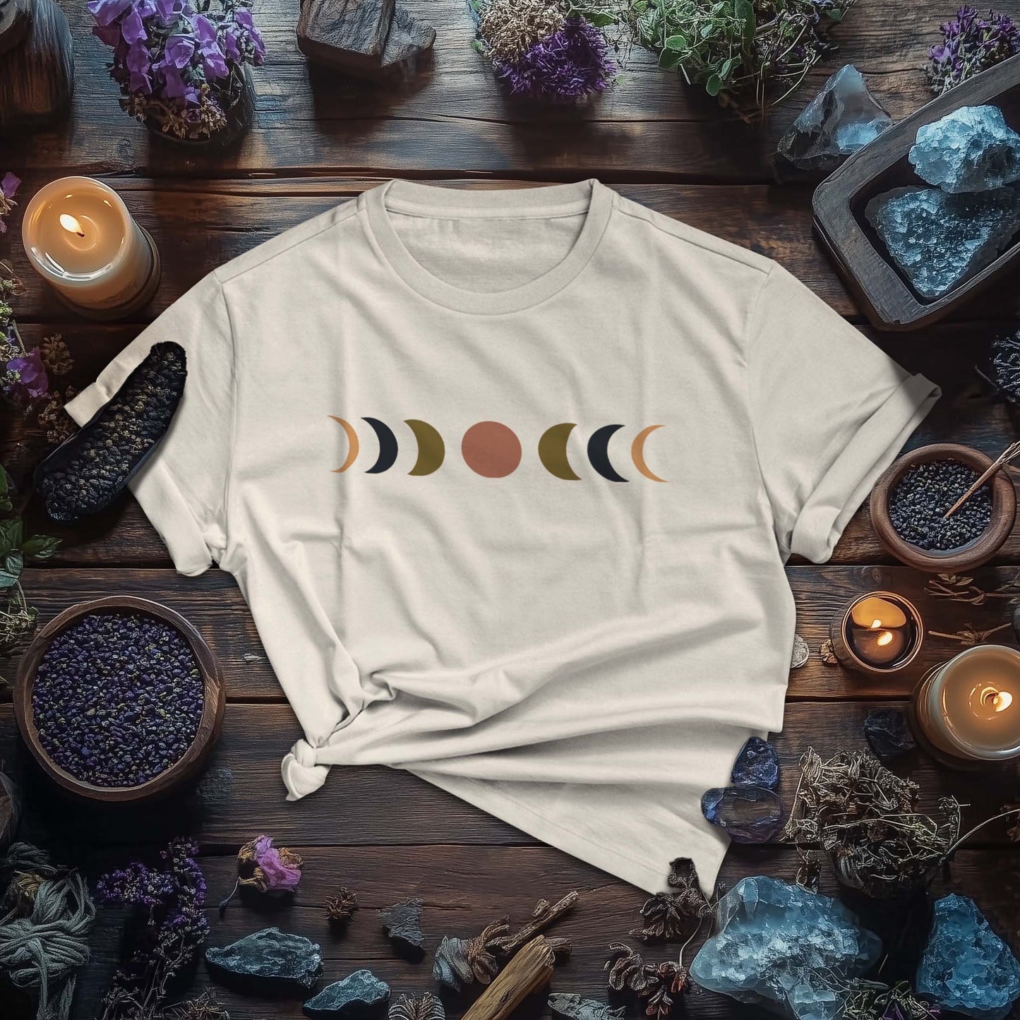 Minimalist Lunar Phases Boho T-Shirt