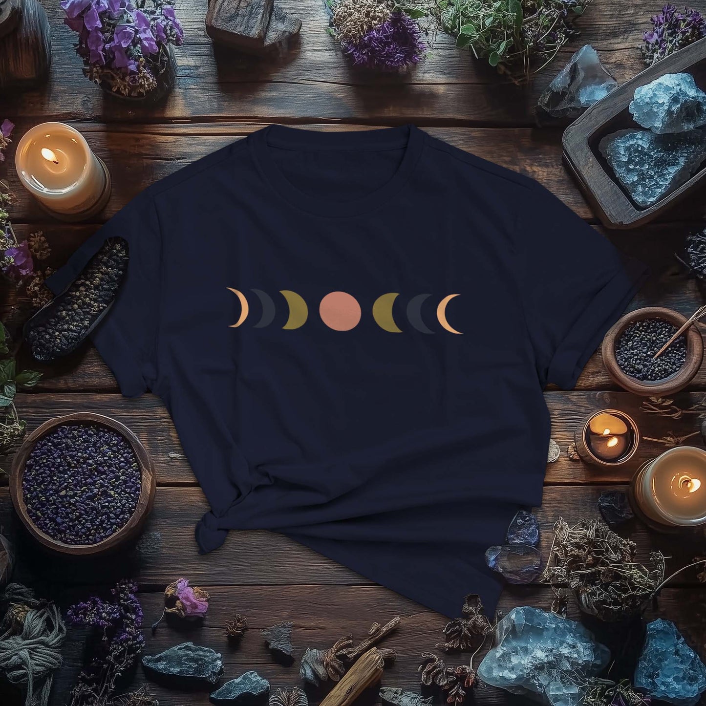Minimalist Lunar Phases Boho T-Shirt