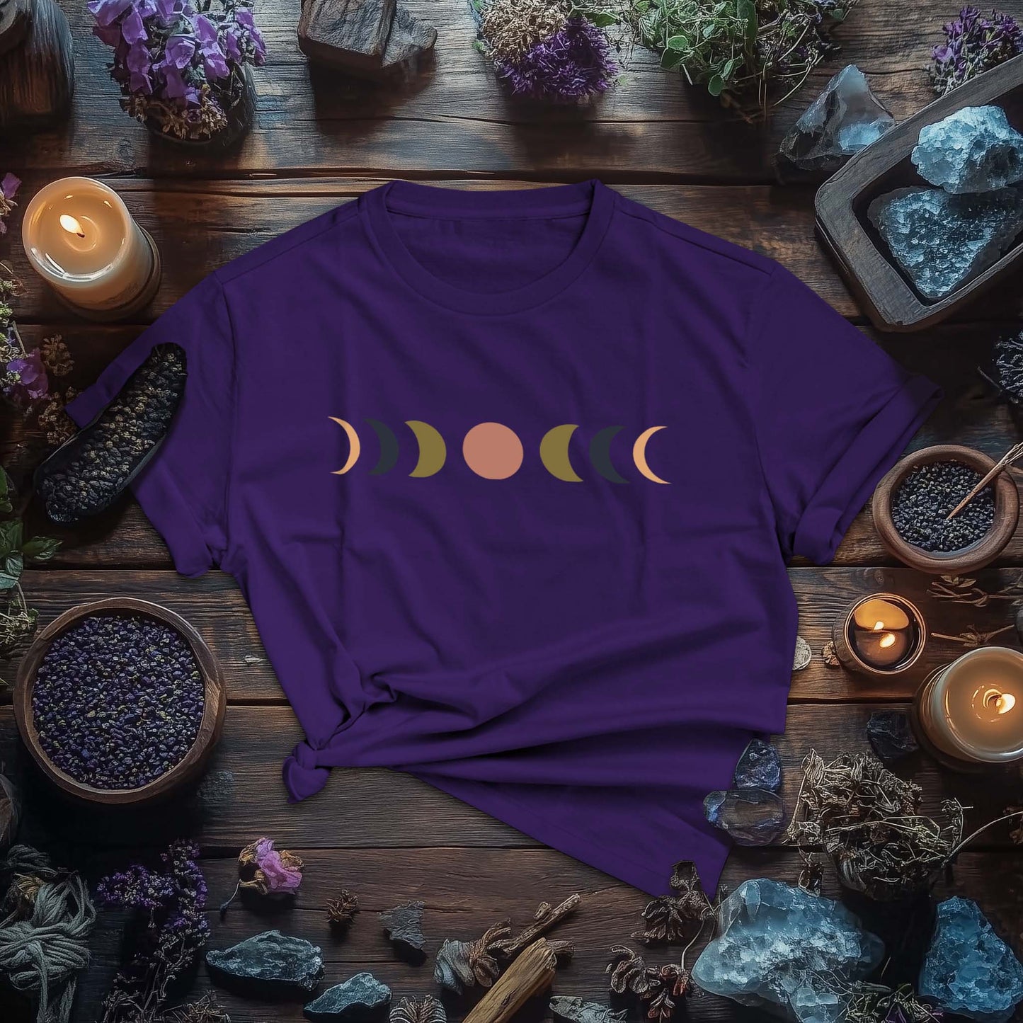 Minimalist Lunar Phases Boho T-Shirt