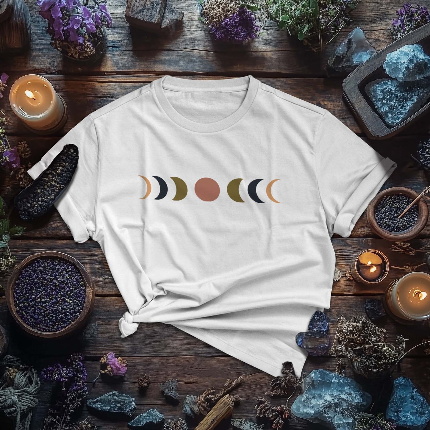 Minimalist Lunar Phases Boho T-Shirt