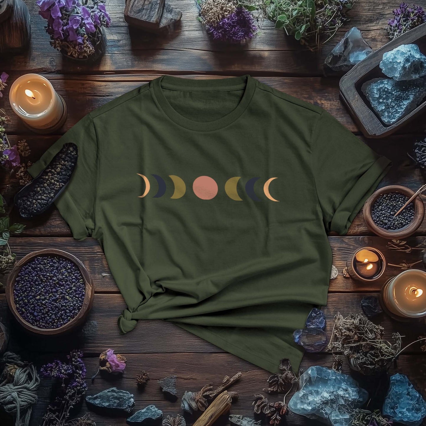 Minimalist Lunar Phases Boho T-Shirt